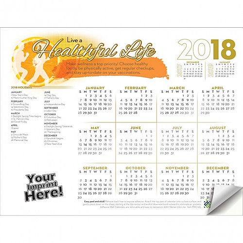 Photo of Adhesive Wall Calendar   2018 Live A Healthful Life (Health & Wellness)