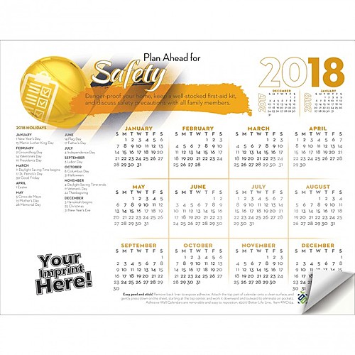 Photo of Adhesive Wall Calendar   2018 Plan Ahead For Safety (Safety Awareness)