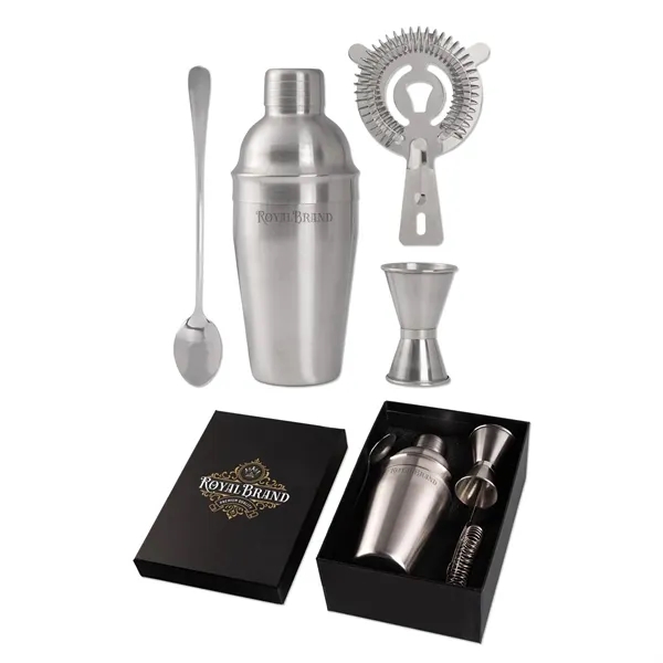 Silver color option for Bartender's Mixology Cocktail Shaker Bar Set