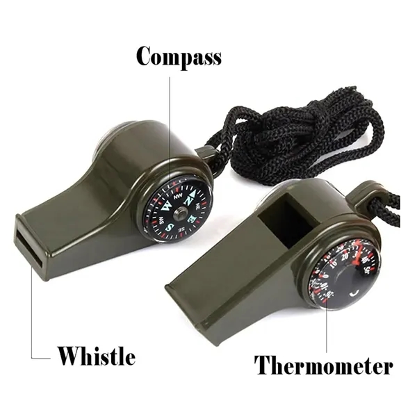 Green color option for 3 In 1 Emergency Whistle With Survival Compass Thermometer