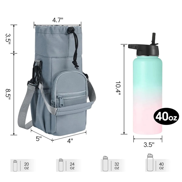 Gray color option for 32oz 40oz Custom Insulated Water Bottle Holder With Strap