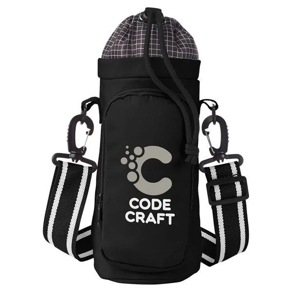 Black color option for Academy Eco Friendly Water Bottle Bag With Storage Pocket