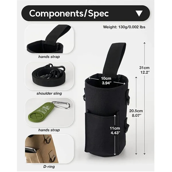 Black color option for Gym Magnetic Water Bottle Bag With Shoulder Strap