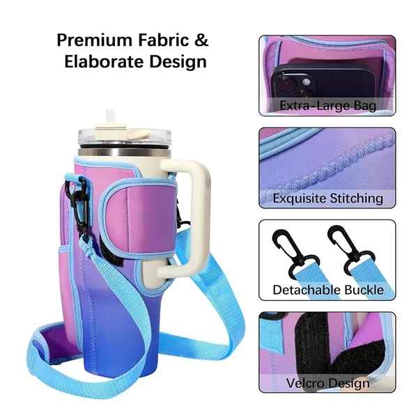 Purple color option for Waterproof Bottle Pouch With Phone Pocket For 40 Oz Tumbler