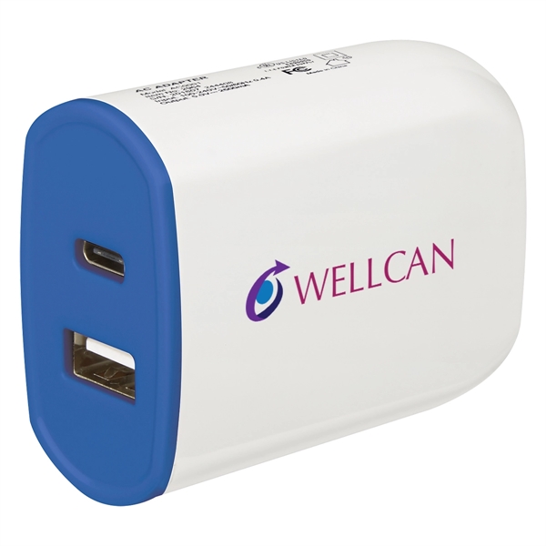 Blue color option for Ul Listed 2 In 1 Usb Type C Wall Adapter