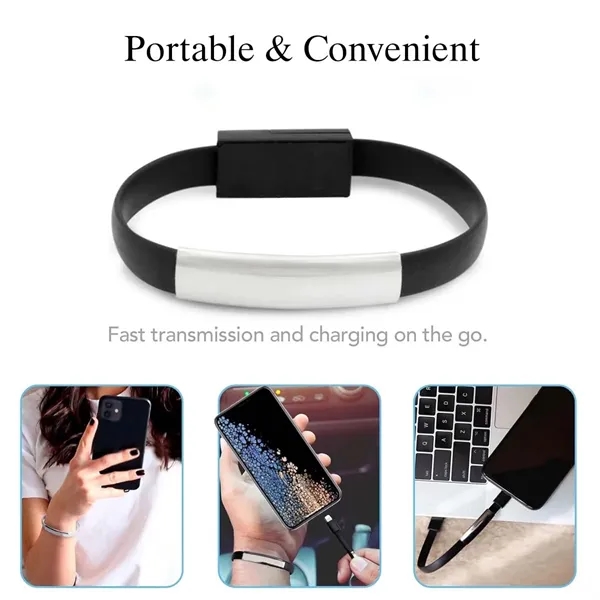 Black color option for Portable Bracelet Charger Mobile Phone Charging Data Cable