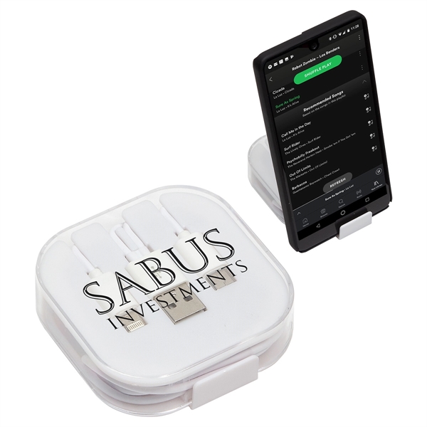 Bright White color option for Trio 3 In 1 Charging Cable With Built In Phone Stand