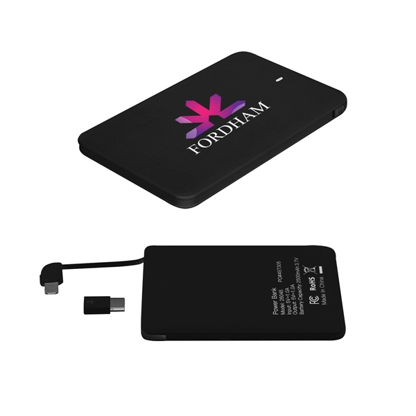 Black color option for Slim 2500 Mah 3 In 1 Power Bank