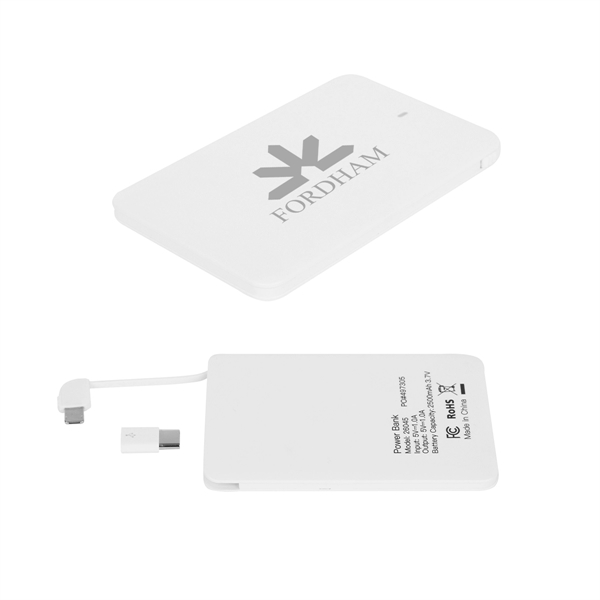 White color option for Slim 2500 Mah 3 In 1 Power Bank