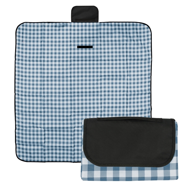 Blue With White color option for Gingham Roll Up Picnic Blanket