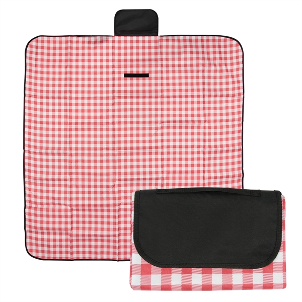 Red With White color option for Gingham Roll Up Picnic Blanket