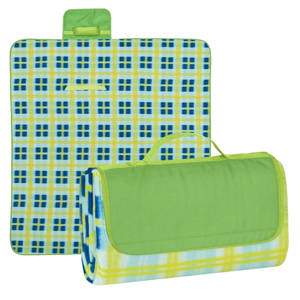 Lime With Lt Blue color option for R Pet Roll Up Picnic Blanket