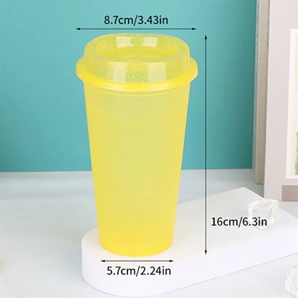 Yellow color option for 16oz Reusable Plastic Coffee Cup With Lid Tumbler