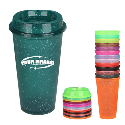 Main photo of 16oz Reusable Plastic Coffee Cup With Lid Tumbler
