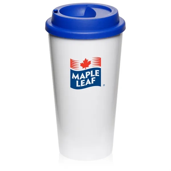 White-Blue color option for 16 Oz. 2 Go Cup Plastic Tumbler