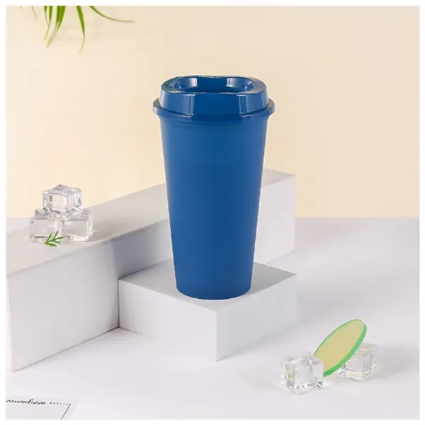 Blue color option for 16 Oz Reusable Plastic Cup With Lid Coffee Juice Kids Adults