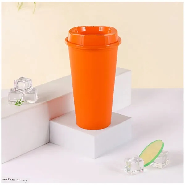 Orange color option for 16 Oz Reusable Plastic Cup With Lid Coffee Juice Kids Adults