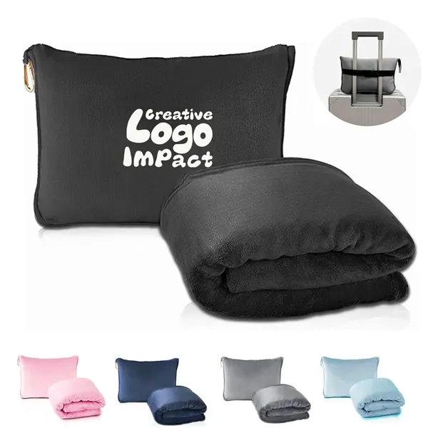Black color option for Compact Flannel Travel Blanket With Carry Bag