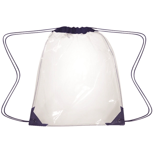 CLEAR WITH NAVY color option for Transparent Drawstring Bag