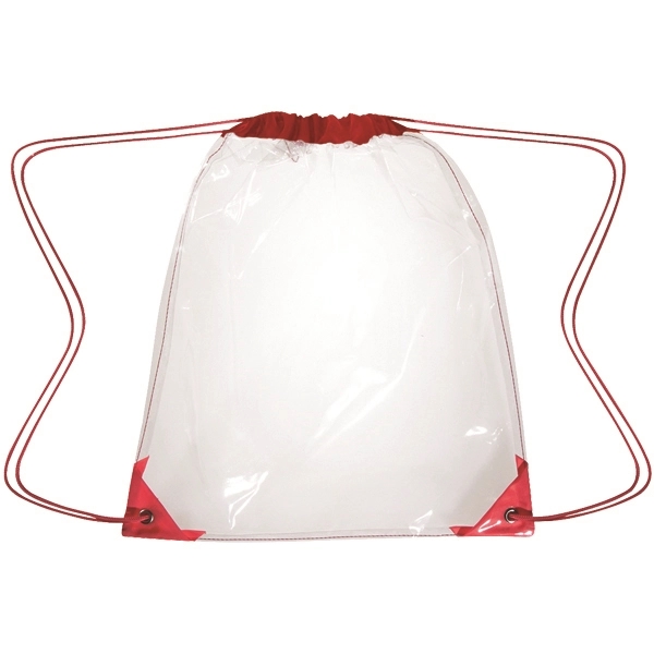 CLEAR WITH RED color option for Transparent Drawstring Bag