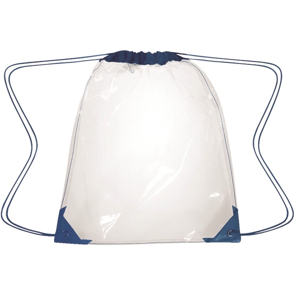CLEAR WITH ROYAL color option for Transparent Drawstring Bag