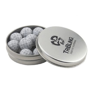 Photo of Round Tin With Chocolate Golf Balls