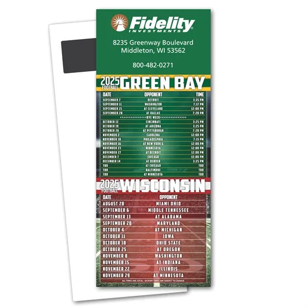 .10P Thickness White/ Pro / College color option for Football Schedule Magnetic Stick Up Card