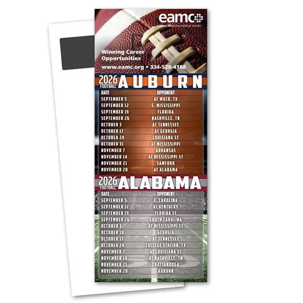 10P Thickness White/College / College color option for Football Schedule Magnetic Stick Up Card