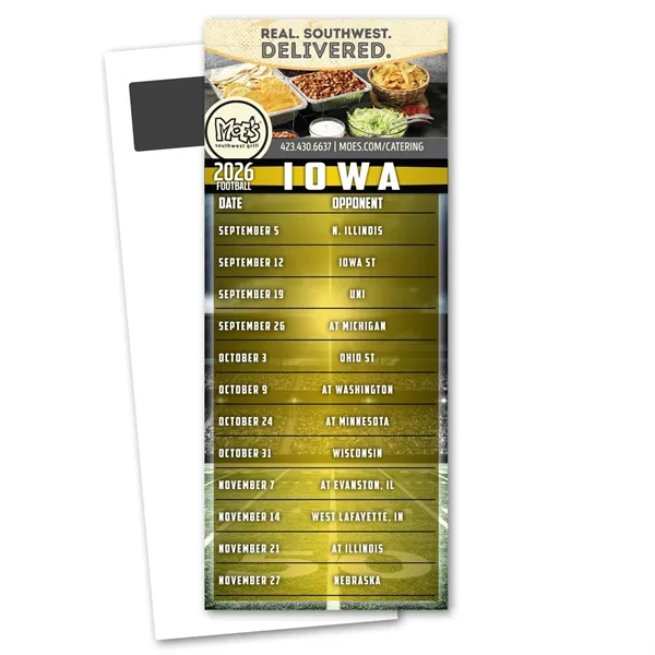 10P Thickness White/College color option for Football Schedule Magnetic Stick Up Card