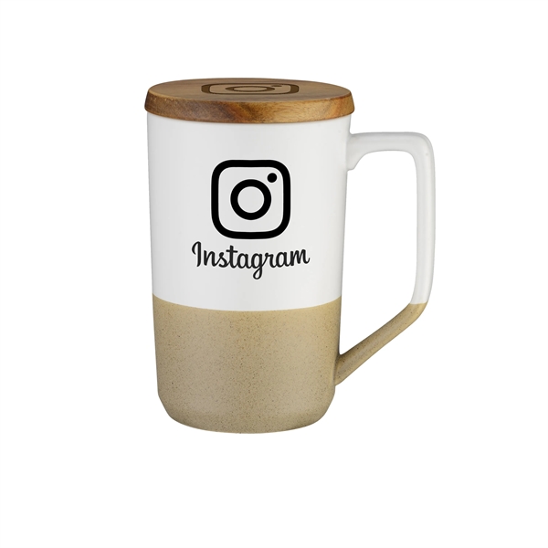 White color option for 15 Oz. Two Tone Ceramic Mug W/Wood Lid
