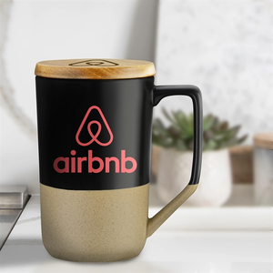 Photo of 15 Oz. Two Tone Ceramic Mug W/Wood Lid
