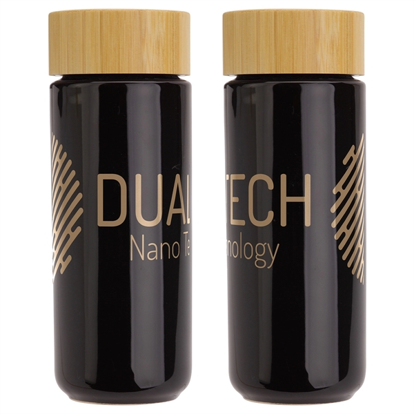 Medium Black color option for Milan 10 Oz Ceramic Tumbler With Bamboo Lid