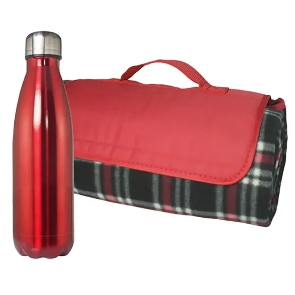 Red color option for Picnic Blanket And Bottle Set