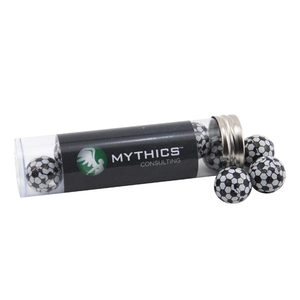 Photo of Chocolate Soccer Balls In A 5 " Plastic Tube With Metal Cap