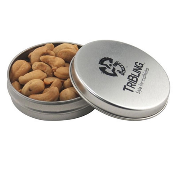 Silver color option for Round Tin With Cashews