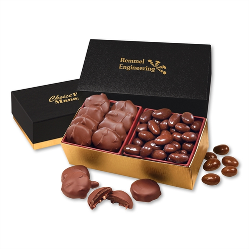 Photo of Pecan Clusters & Chocolate Almonds In Black & Gold Box