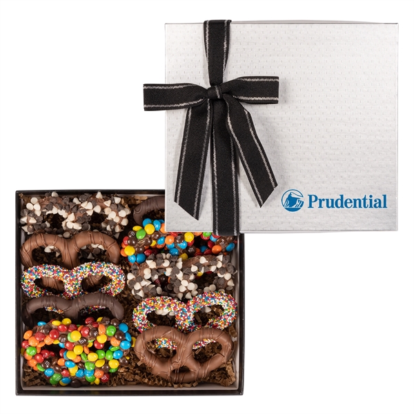 Silver color option for Premier Chocolate Covered Pretzels In Gift Box