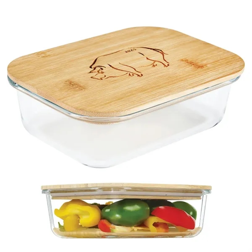 Main photo of Glass Food Container W/Bamboo Lid