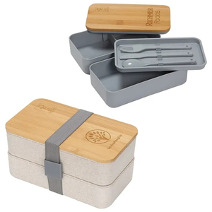 Photo of Double Decker Lunch Box With Fsc® Bamboo Lid & Utensils