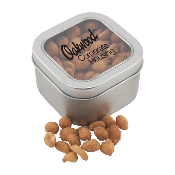 Silver color option for Large Tin With Window Lid And Honey Roasted Peanuts