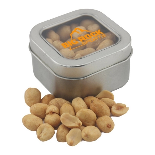 Silver color option for Tin With Window Lid And Peanuts