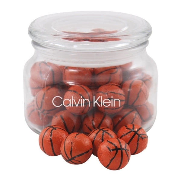 Clear color option for Chocolate Basketballs In A Glass Jar With Lid
