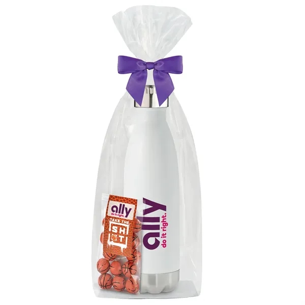 White color option for Water Bottle With Chocolate Basketballs