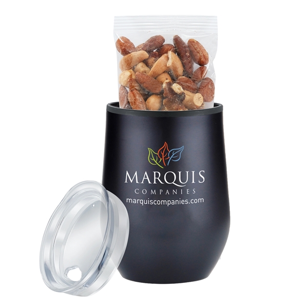 Matte Black color option for 12 Oz. Stemless Wine Tumbler Gift Set With Mixed Nuts