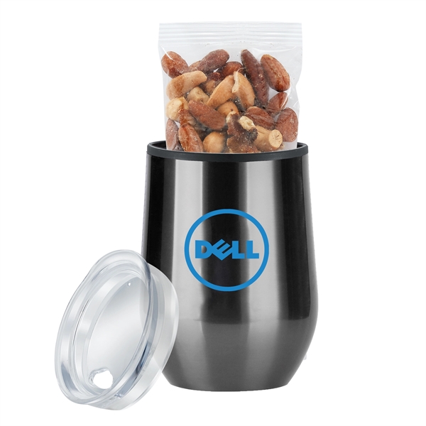 Titanium color option for 12 Oz. Stemless Wine Tumbler Gift Set With Mixed Nuts