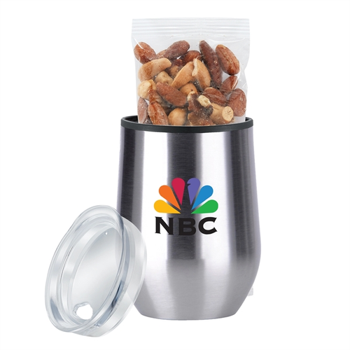 Main photo of 12 Oz. Stemless Wine Tumbler Gift Set With Mixed Nuts