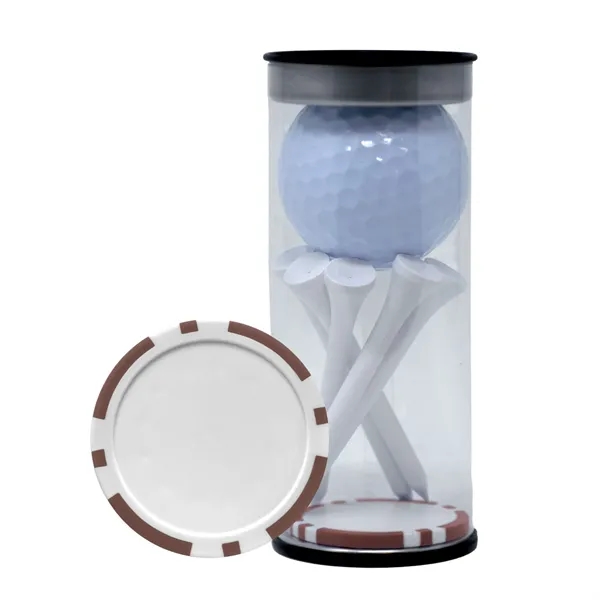 Brown color option for Golf Ball Tube With Tees & Poker Chip Ball Marker