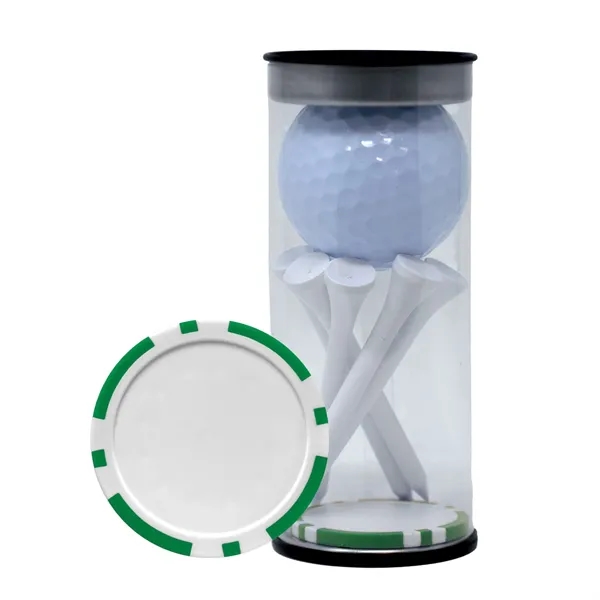 Green color option for Golf Ball Tube With Tees & Poker Chip Ball Marker