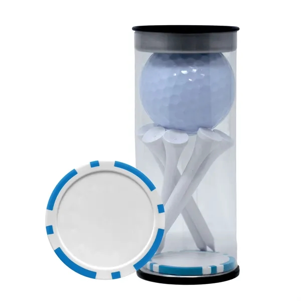 Light Blue color option for Golf Ball Tube With Tees & Poker Chip Ball Marker