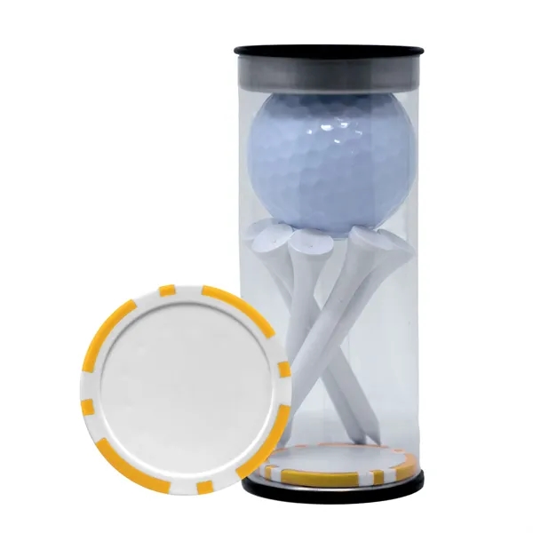 Yellow color option for Golf Ball Tube With Tees & Poker Chip Ball Marker